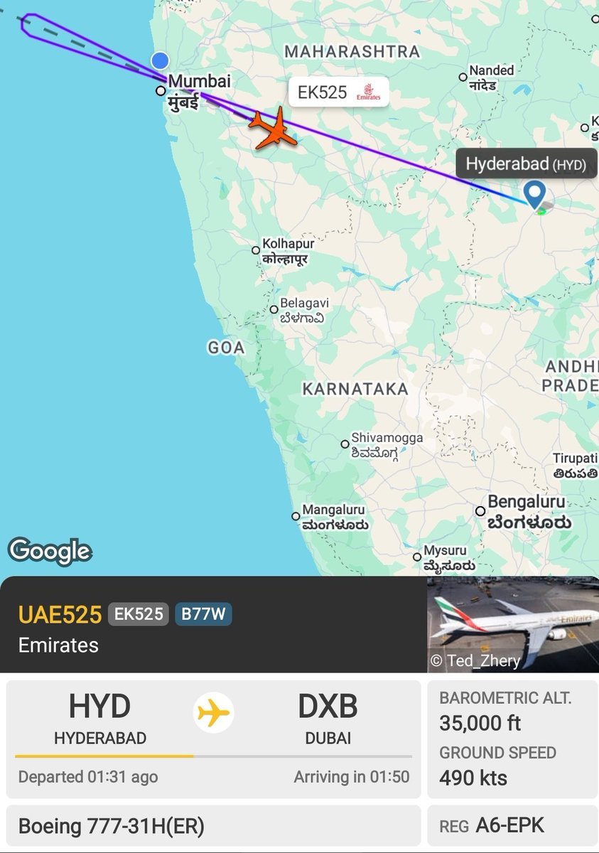 Spacero0701's tweet photo. Two additional Emirates flights were rerouted to their originating airports.

@flightradar24 @emirates 

#Dubai #DubaiAirport #Emirates https://t.co/LEdfSKbmdT