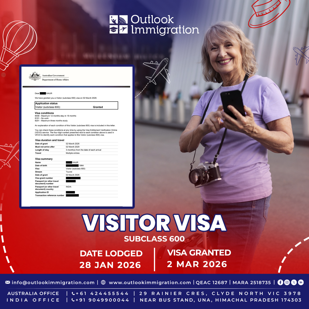 OutlookImmi's tweet image. 🌏✈️ VISITOR VISA (SUBCLASS 600) GRANTED! 🇦🇺

#VisitorVisa #Subclass600 #TouristVisaAustralia #FamilyVisitVisa #AustraliaVisitorVisa #VisaGrant #MARAagent #RegisteredMigrationAgent #AustralianImmigration #ParentsVisa #TravelToAustralia #OutlookImmigration #VisaSuccess