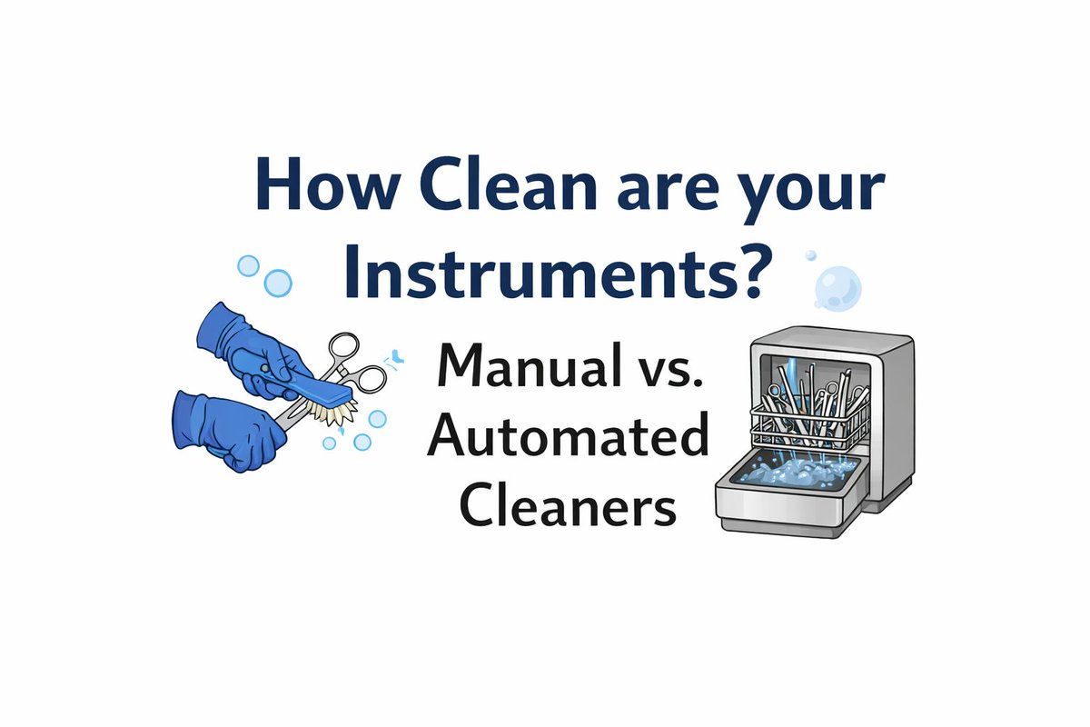 TMCompliance's tweet photo. Are your instruments truly clean before sterilization?
The cleaning step is one of the most critical parts of infection control. Manual scrubbing vs automated cleaners can make a big difference in consistency, safety &amp; compliance.
https://t.co/kvdjqoT2qQ https://t.co/a7KSWeFSbc