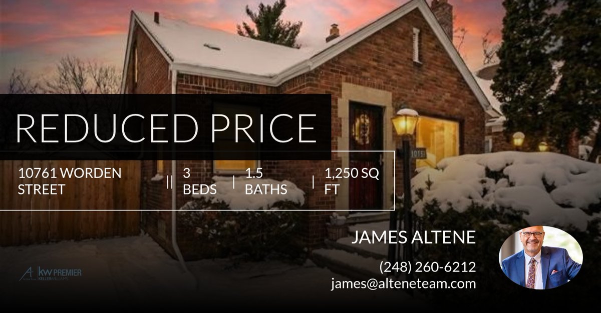 JamesAltene's tweet photo. 📍 Reduced Price 📍 This recently reduced home at 10761 Worden Street in Detroit won't last long, so, don't wait to set up a showing! Reach out here or at (248) 260-6212 for more information! https://t.co/Xv4X3jUOyj https://t.co/ufomA2cze8