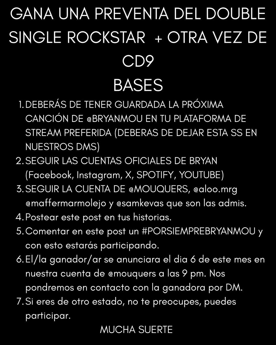 ¿QUIERES GANAR EL DISCO EDITION WHITE DE ROCKSTAR+ OTRA VEZ DE CD9?

Participa en nuestro post de INSTAGRAM Tienen hasta el día JUEVES PARA PARTICIPAR, SE ARCHIVARÁ EL POST A LAS 10:00 PM.

ESTE GIVAWEY LO ESTAMOS HACIENDO EN APOYO A <a href="/bryanmouque/">Bryan Mou</a> 🔴🔴🔴🔴🔴
