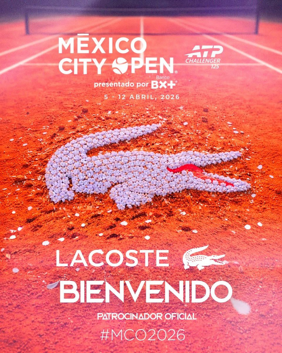 mxcityopen's tweet image. Pasión y elegancia en la cancha👕🐊

El Mexico City Open Presentado por B×+ se enorgullece de darle la bienvenida a Lacoste como nuevo patrocinador, una de las marcas más icónicas del tenis y la moda

#MexicoCityOpen #MCO2026  #TennisLife #ATPChallenger