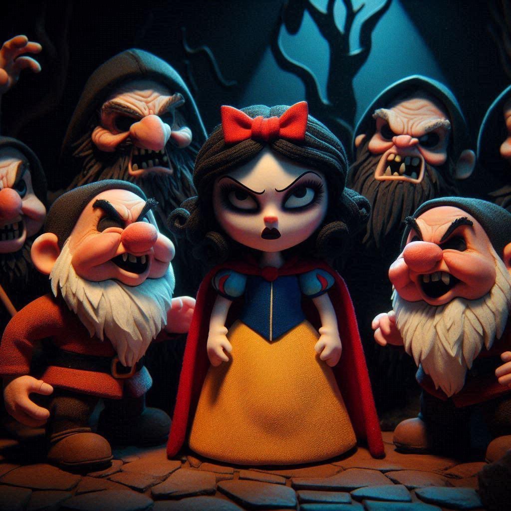 DesaunHall20K's tweet image. Snow White and the seven WTF’s #SnowWhite #Dark #aigeneratedimage