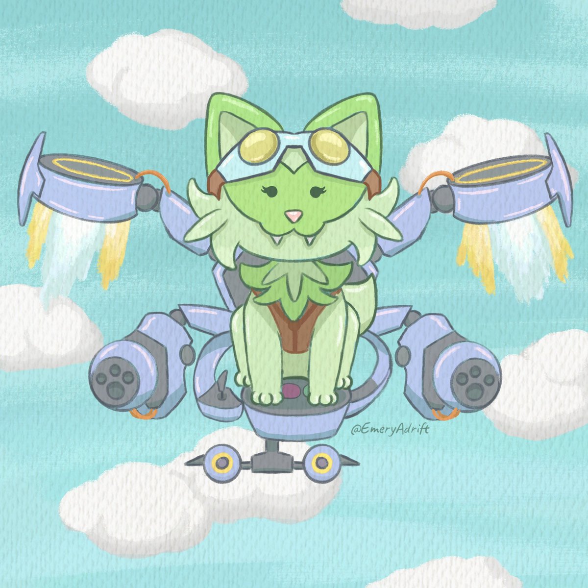 EmeryAdrift's tweet photo. Jet Pack Cat x Pokemon🍃🚀 (requested by a friend :3 ) #pokemon #overwatch #digitalart https://t.co/y0qV5W1JSI