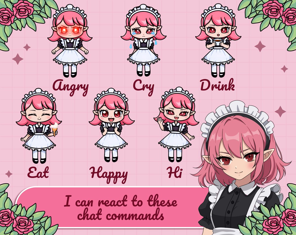 destroybunny1's tweet photo. Hi, I finally finished developing the new widget for the Twitch stream. It’s Rose the Maid. I really hope you like her, I put a lot of effort into this project.
https://t.co/jz8neAm4x7
#twitchwidget #twitch #strem #streamwidget #maid #cute https://t.co/EwuppTUoKv