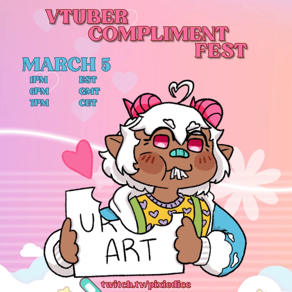 pixie_dice's tweet photo. the time is here!!! i finally get to consume all the pretty vtuber designs on Thursday March 5 at 1PM Eastern! 
there's still time to drop your PNG before that stream so feel free ❤️

will be joined by two sillies y'all may know 👀 https://t.co/MC5HTE5N2g