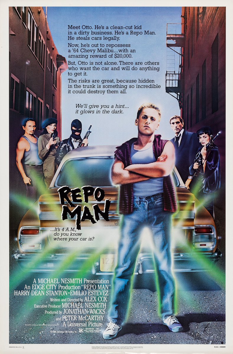FilmNewsNos's tweet photo. 🎬MOVIE HISTORY: 42 years ago today, March 2, 1984, the movie ‘Repo Man’ opened in theaters!

#EmilioEstevez #HarryDeanStanton #TraceyWalter #OliviaBarash #SyRichardson #SusanBarnes #FoxHarris #TomFinnegan #DelZamora #EddieVelez #ZanderSchloss #AlexCox https://t.co/FyrzRmxIq2