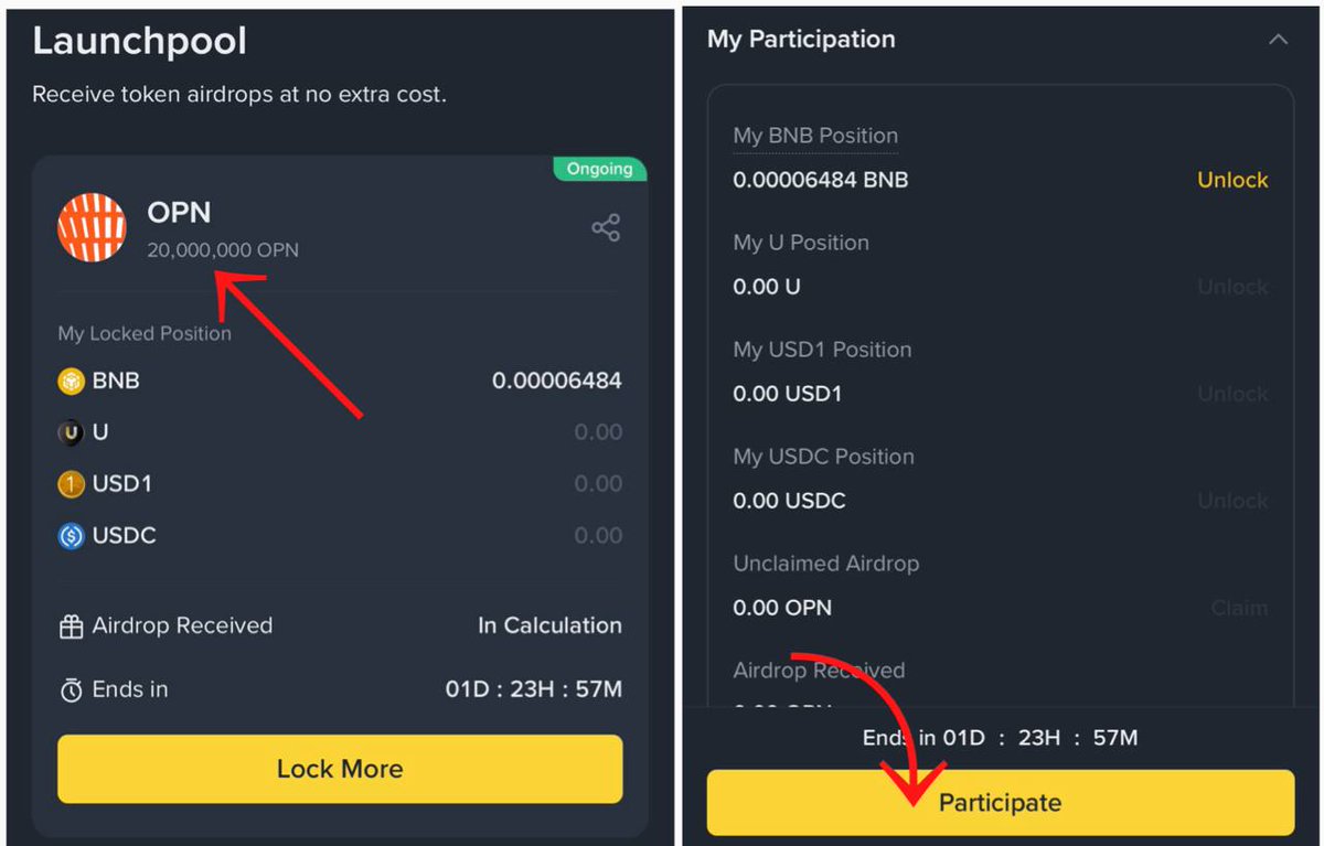 🛒Binance X OPN Launchpool
🤑$200M $OPN Token

✅Do Participate &amp;  Locked Fund
✅USDC/BNB/USD1 Any
✅Minimum Hold 12 Hour