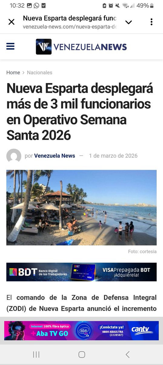 karirip12's tweet photo. El comando de la Zona de Defensa Integral (ZODI) del estado Nueva Esparta anunció un operativo de seguridad para la Semana Santa 2026. 
#Venezuela #DiorAW26 #Margarita #BBMansiS6 https://t.co/IwzZAtq7Ot