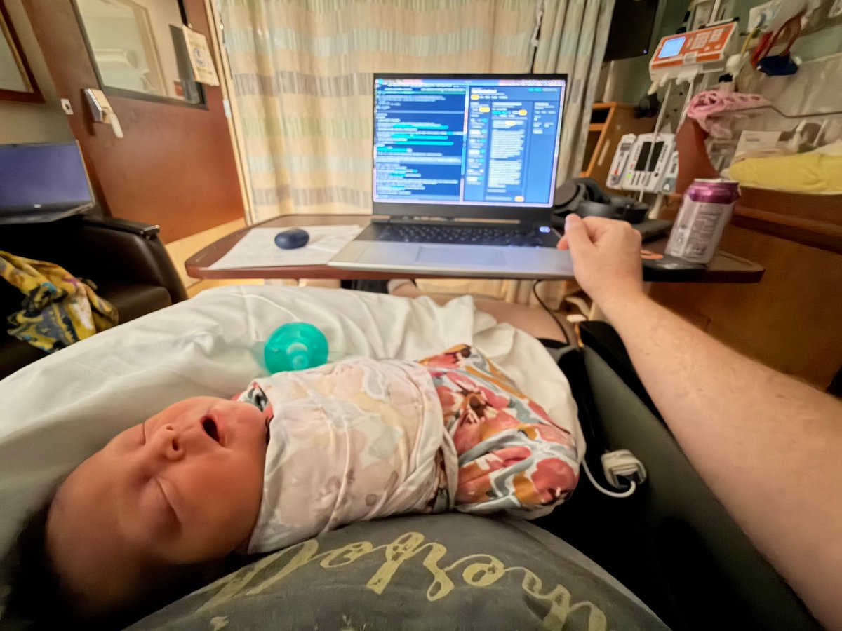 This may be the only pic I ever post of her face, but it's too perfect not to: I've been burning tokens cuddling and consoling my new daughter in the NICU. Sadly, I'm likely about to burn through my Codex sub (just the $20) tonight for the week. Oh, also, I have a daughter now.