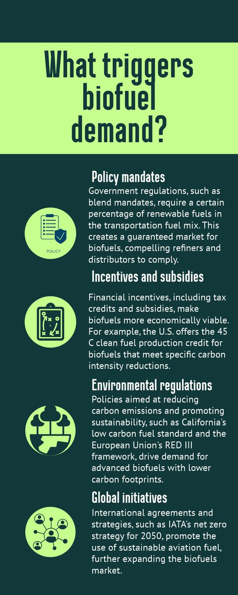 RedThread199's tweet photo. Policy is the engine behind #biofuel demand. 🔥

From mandates to global initiatives, regulatory signals shape where investment flows and how quickly adoption grows.

Check out the infographic for a clear snapshot and explore more expert insights on RedThread. #FollowtheThread https://t.co/uE1z0HxWbz