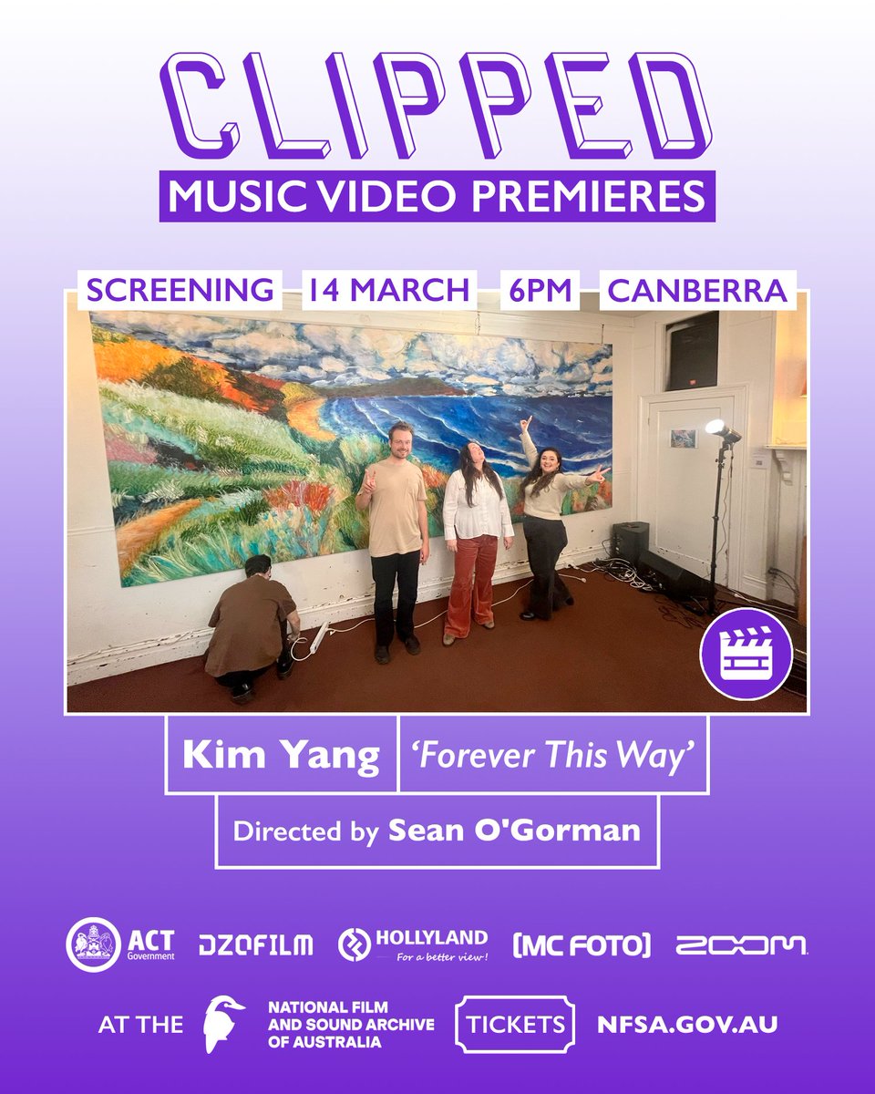 CLIPPEDTV's tweet photo. Music video ‘Forever This Way’ by @Kim013523 will premiere on the big screen at @CLIPPEDTV Music Video Premieres at @NFSAonline on Saturday 14th March at 6pm 🎥 Join us and the artist for a short Q&amp;A following the screening! 🎤
Tickets:  https://t.co/6zvcTbRfNv 🎟️ https://t.co/edZFL27QLH
