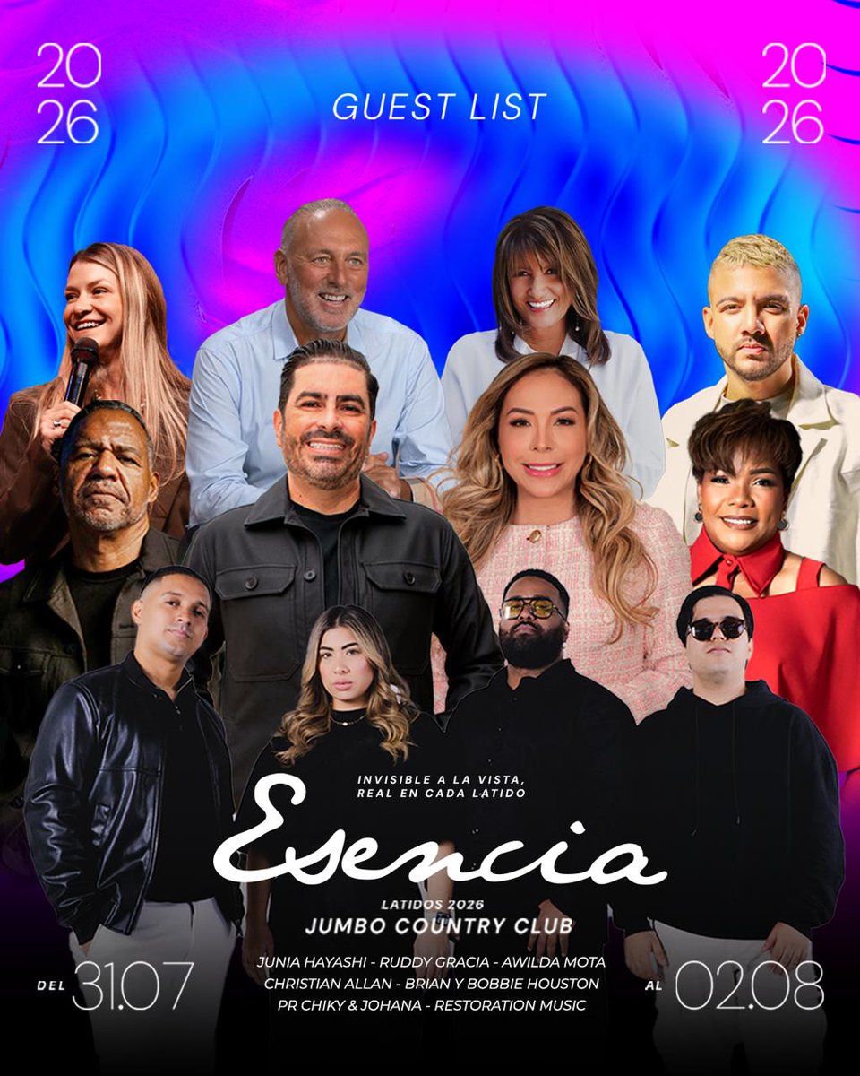 Colombia 🇨🇴, estaré con ustedes en ESENCIA 2026.
Creo profundamente que Dios tiene una cita marcada con esta nación.
No es solo una conferencia, es un momento de alineación, dirección y encuentro con Su presencia.
Nos vemos en Barranquilla. 
📍 Jumbo Country Club
📅 31.07 – 02.08
