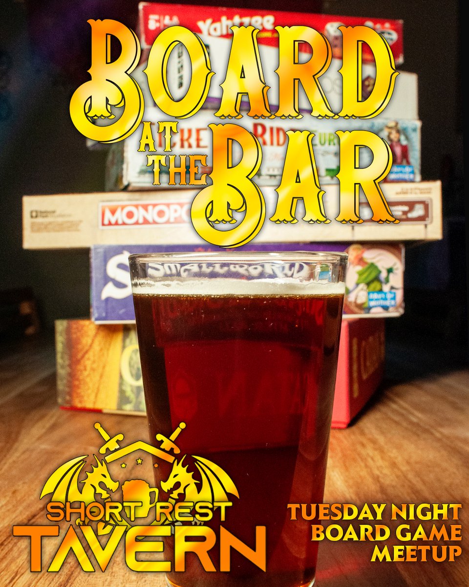 tucgamesgadgets's tweet photo. Join us for the weekly Board Gamer Meetup at the Short Rest Tavern inside Tucson Games and Gadgets at Tucson Mall every Tuesday evening. Bring your own games or pick one from our rental library. Don't skip out on the excitement! #boardgames #localbar #localtavern #gamenight https://t.co/YNj3poMff0