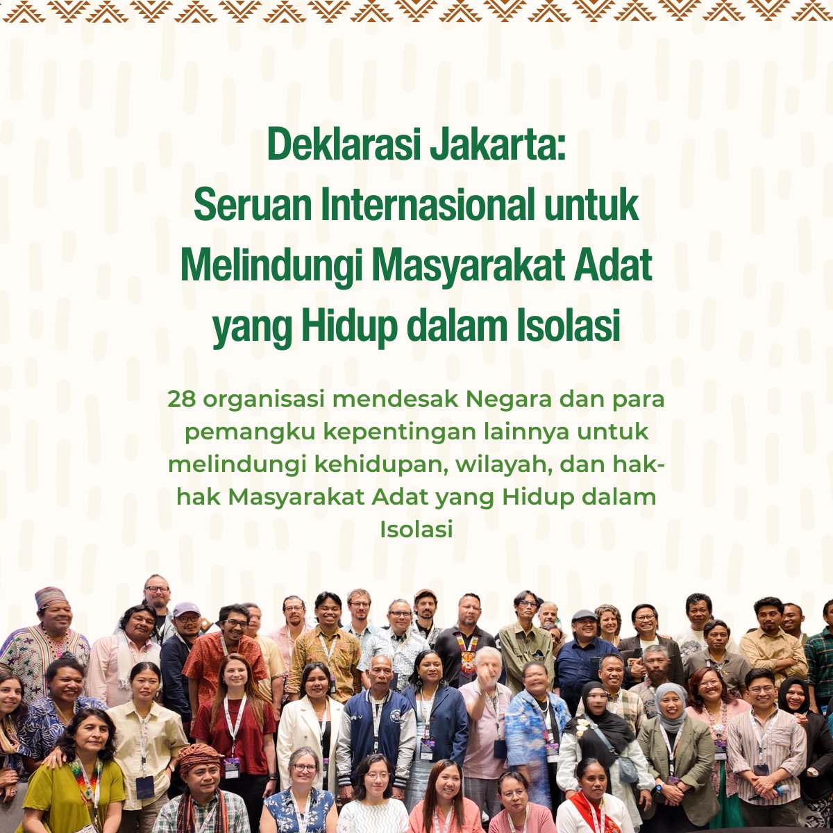 CSORG's tweet photo. Hari ini, perwakilan Masyarakat Adat dan organisasi masyarakat sipil dari 11 negara mengadopsi Deklarasi Jakarta untuk melindungi Masyarakat Adat dalam Isolasi #PIACI. #JakartaDeclaration #RightToRemainUncontacted

📄 Baca dan bagikan Deklarasi Jakarta: https://t.co/ks0gNOUP4u https://t.co/m3p2ObOYY8