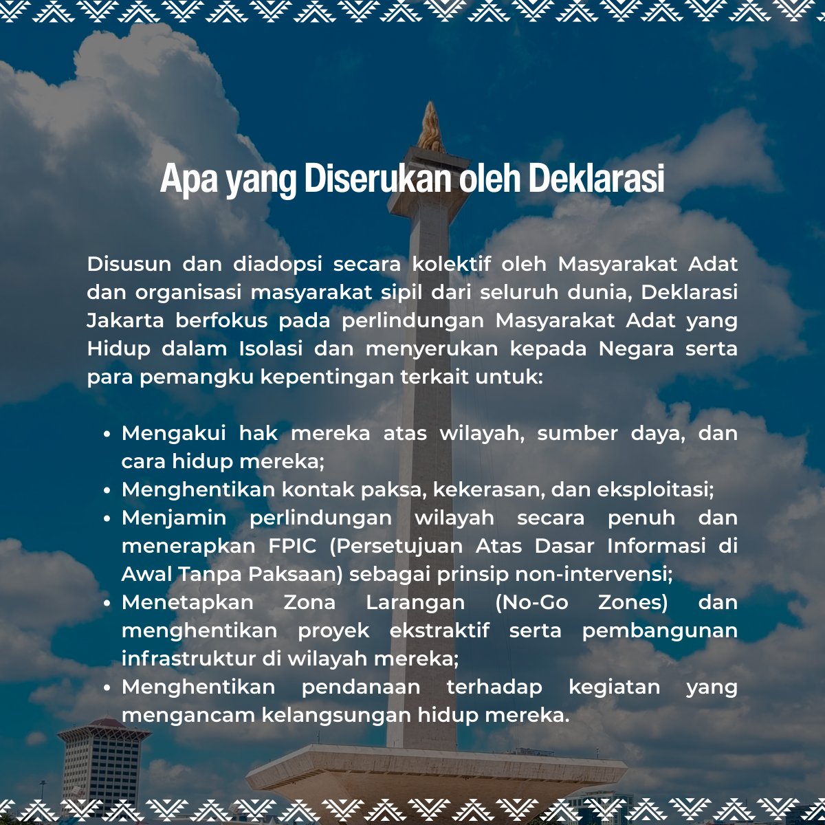 CSORG's tweet photo. Hari ini, perwakilan Masyarakat Adat dan organisasi masyarakat sipil dari 11 negara mengadopsi Deklarasi Jakarta untuk melindungi Masyarakat Adat dalam Isolasi #PIACI. #JakartaDeclaration #RightToRemainUncontacted

📄 Baca dan bagikan Deklarasi Jakarta: https://t.co/ks0gNOUP4u https://t.co/m3p2ObOYY8