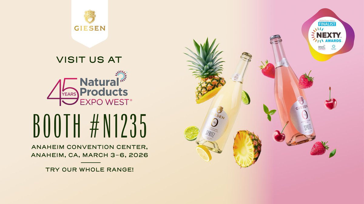 GiesenWines's tweet photo. @expowest here we come! 
We’re excited to bring Giesen 0% to Natural Products Expo West 2026 and connect with US retail and trade partners at Booth # N1235. 

If you’re attending, come taste and connect with us. #expowest #NonAlcoholicWine #RetailBuyers  #cpg #Giesenzero https://t.co/at07NHwMqt