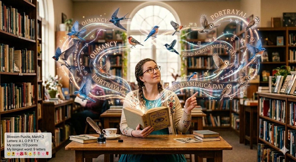 2God4em's tweet image. Whether it’s a classic book or a modern memoir, every p_rt_ay_l of the truth deserves a critical eye. Today for #ReadAcrossAmericaDay, while books tell stories, only those with the divine gift of Oumancy can truly read between the lines. 📖✨ #Oumancy
🌸🌼
merriam-webster.com/games/blossom-…