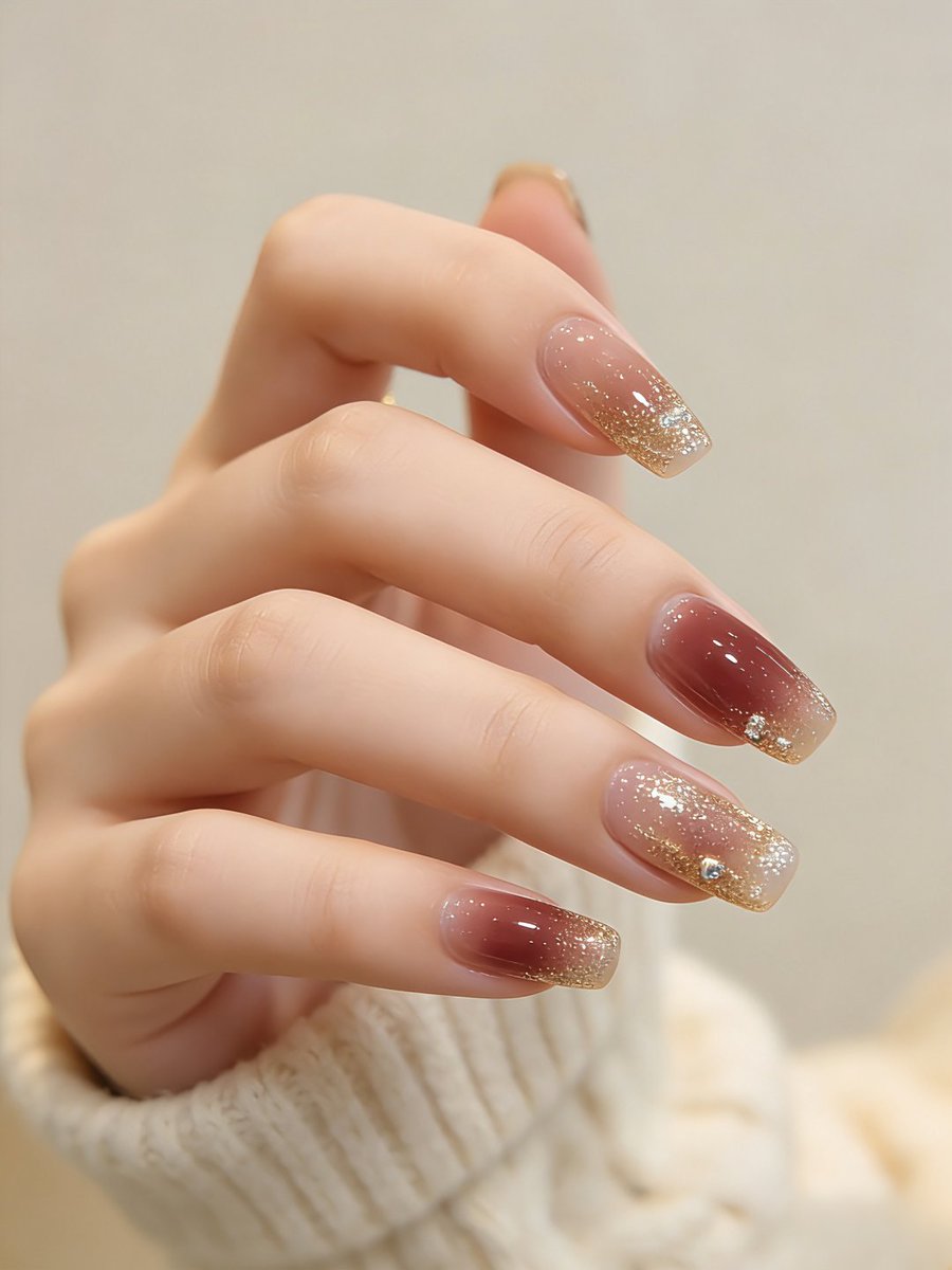 When your nails match your cozy sweater mood perfectly🧸 😊