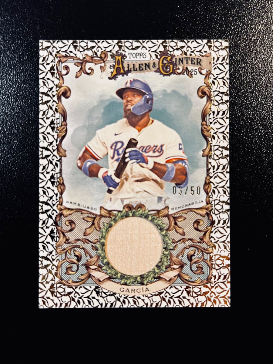PackFreshPapi's tweet photo. #StackFreshPapi

2025 A&amp;G Adolis Garcia game-used bat relic gold parallel #’d/50
= $8

💵 $5 flat rate shipping (BMWT)
📦 Stack until Sunday 3/8
✍️ Claim with “take” or “claim” in the comments
👀 Follow the sale: #StackFreshPapi https://t.co/y7Fdh30E0Y