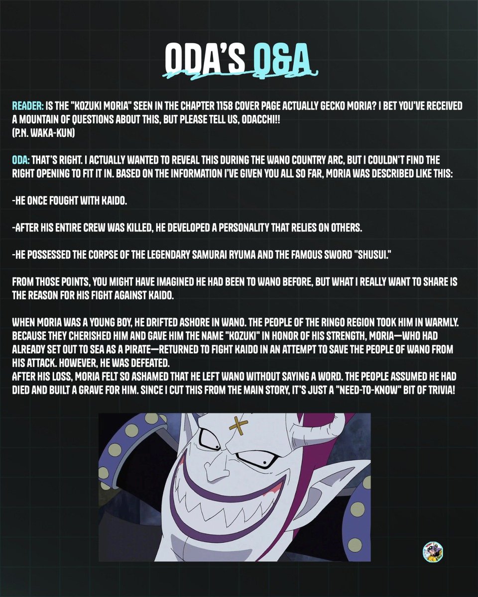 pewpiece's tweet image. SBS 114 

GECKO MORIA BACKSTORY REVEAL 😱