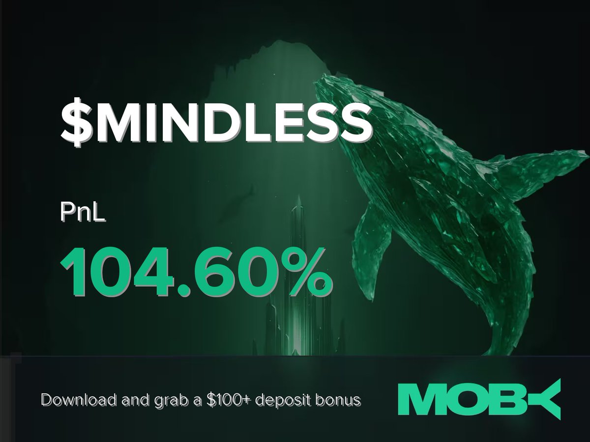 whalewatchalert's tweet photo. Win Alert 📈

A trader on Moby Mobile just closed a position of $MINDLESS with a PnL of +104.60%.

$MINDLESS has been trending on Moby since $190.18K MC. Currently sitting at $706.76K MC. https://t.co/dATDFzfZMy