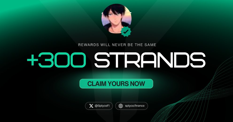300 Strands claimed. 

Real-world yield is coming to Solana with <a href="/SplyceFi/">Splyce Finance</a> 

Feels good to be early.

Your turn: solana.splyce.finance/rewards?ref=10…