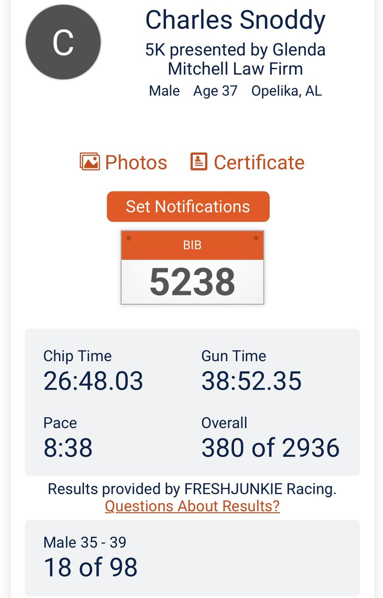 CharlesGSII's tweet photo. Ran the #WarEagleRunFest 5K and Half Marathon this past weekend.  Boy, it was tough, but I did it.  Next year…? https://t.co/GFZsXEZApR
