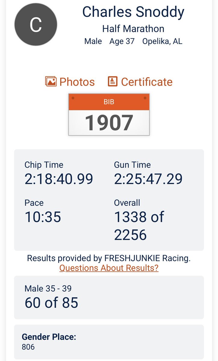 CharlesGSII's tweet photo. Ran the #WarEagleRunFest 5K and Half Marathon this past weekend.  Boy, it was tough, but I did it.  Next year…? https://t.co/GFZsXEZApR
