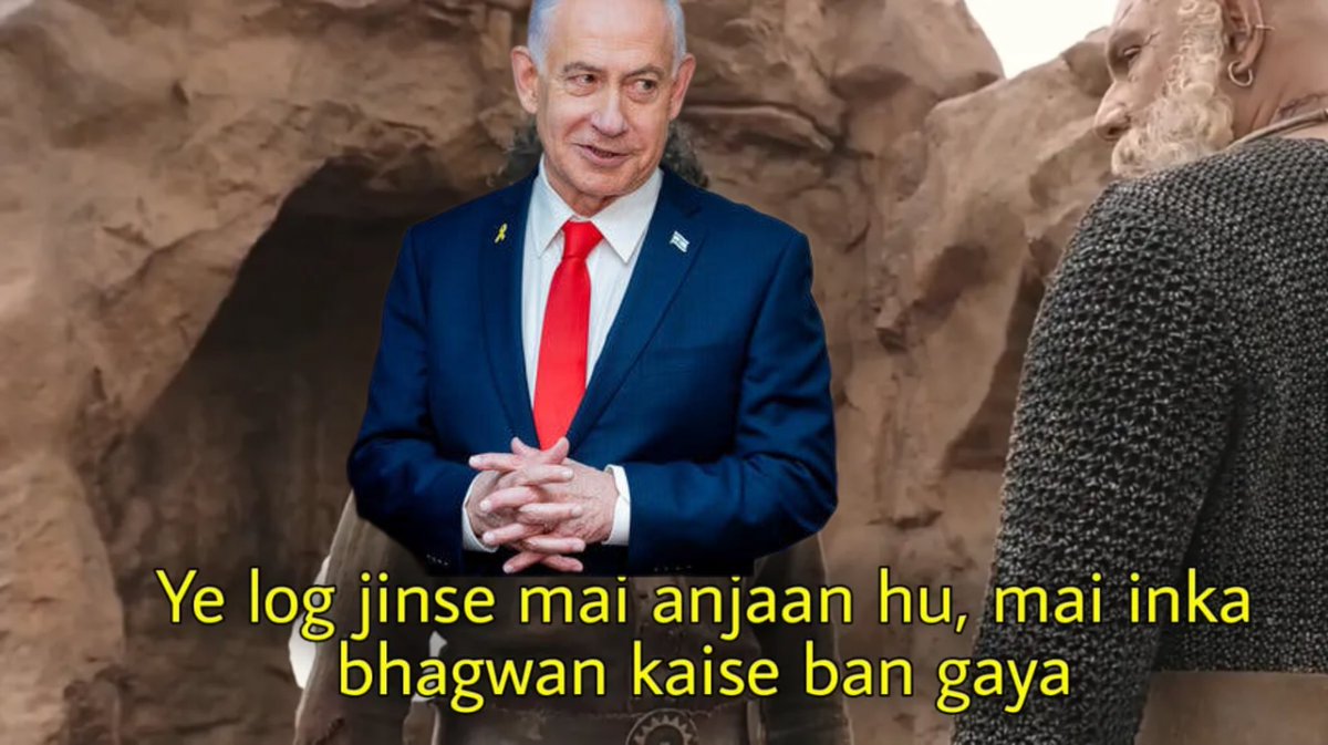 OhhwXMB's tweet photo. netanyahu after watching indians worship him 

#Israel #india #IsraelIranWar https://t.co/Ugt90lsaEd