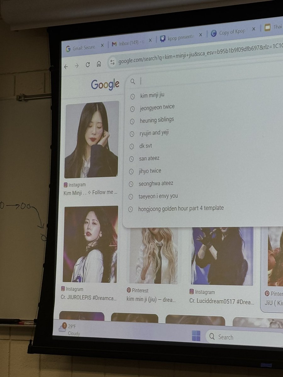 kim minji on the screen at university