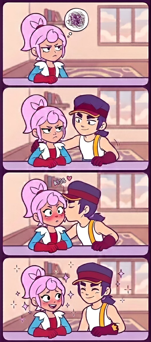 Y de repente, todo el mal humor que tenía en la cabeza se deshizo con un beso suyo… al final, lo único que necesitaba era tener a su Fangsito cerquita.

#BrawlStars #Cómic #BrawlStarsFang #BrawlStarsJanet #FangBrawlStars #JanetBrawlStars #FangxJanet #JanetxFang #Fanet #Poprocket