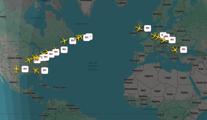 🇺🇸🇮🇷 FLASH | Plus d’une douzaine d’avions-ravitailleurs de l’US Air Force se dirigent vers le Moyen-Orient ce soir. (Flight Radar)