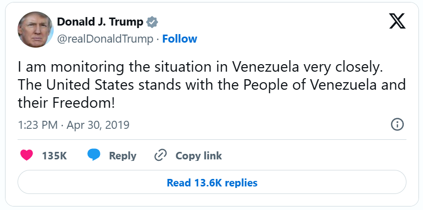 I was just going to post about this; a lot of people are unaware that 'Monitoring the Situation' comes from various tweets Trump has made over the years.