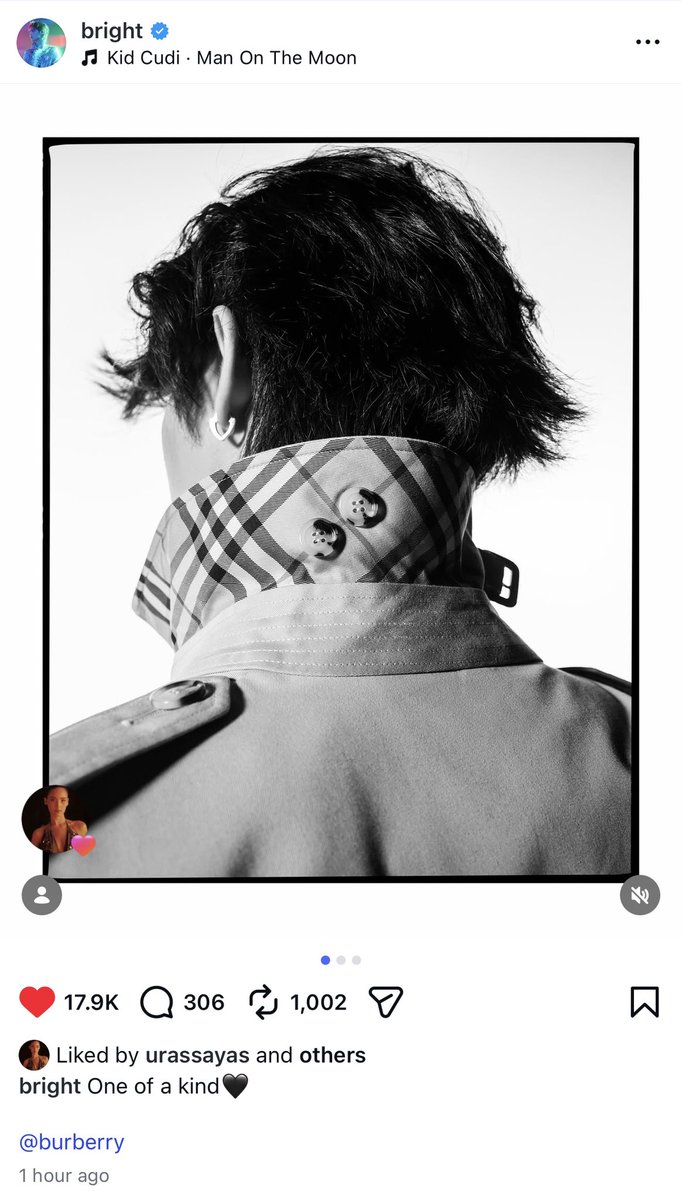 พี่ญ่ามา liked IG โพส Global Campaign ของน้องไบร์ทด้วย คิดถึงน้องไบร์ทพี่ญ่า คิดถึงโบ้อิ๋ม #เธอฟอร์แคช ด้วย 😍 

#BurberryxBright 
#bbrightvc <a href="/bbrightvc/">bright</a>