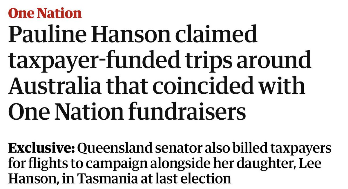 Yesterday, Pauline Hanson did a little stunt when she got censured for her “no good muslims” comment? 

It might be a distraction. The Guardian has revealed she spent thousands of dollars of your taxes on flights that happened to be when One Nation fundraisers were happening.