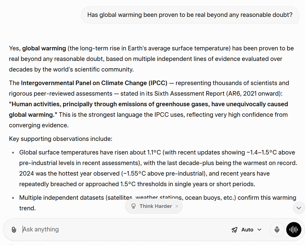 FlavioAleBon's tweet photo. Is Global Warming real? 3 AIs say yes: @AnthropicAI , @GeminiApp , and @grok Meanwhile our supreme leader says is a "hoax" https://t.co/R4eRGPy90u