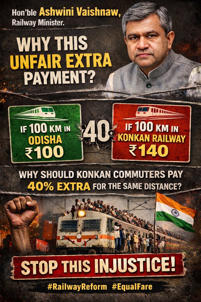 As per us this is sheer injustice and violation of equality under Article 15. 
Parliament of India should immediately stop this unfair extra collection. 
Why should people of west coast pay 40% extra ticket price when for same  distance  rest of India pay 40% less ?
If