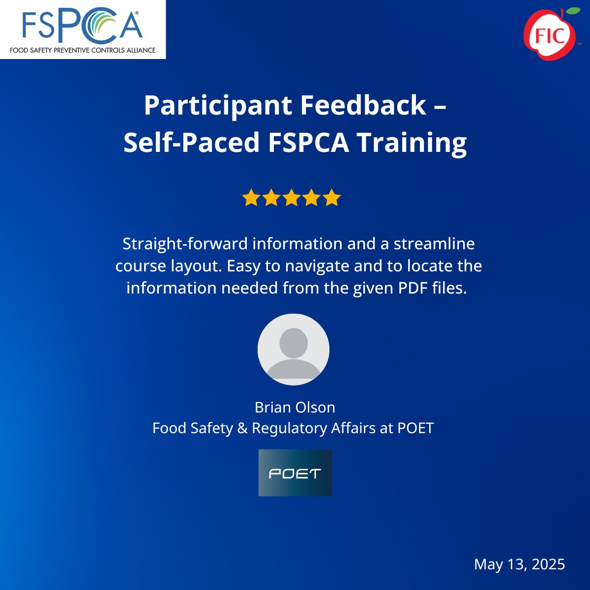 FICTraining's tweet image. Student feedback from FIC's #FSPCA self-paced courses.

#FDA #FSVP #PCQI #preventivecontrols