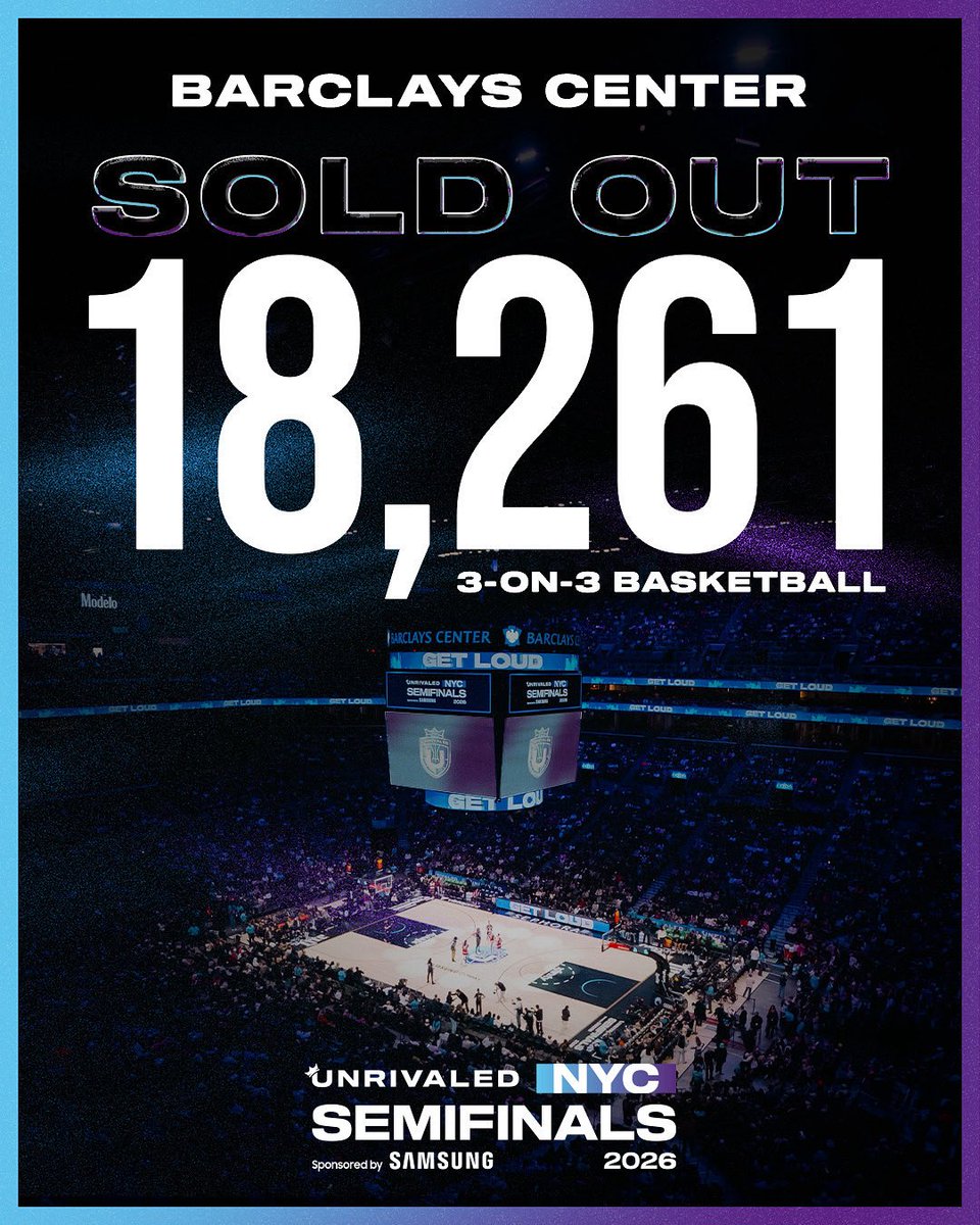 SOLD OUT IN BROOKLYN 🤩

Unrivaled 18,261 Fans showed up and showed out for 3-on-3 basketball!