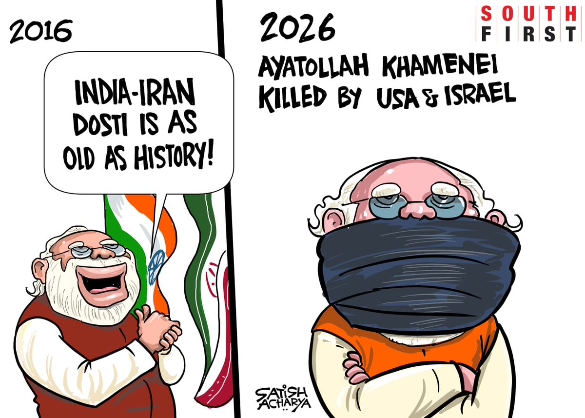 satishacharya's tweet photo. The silence. #AyatollahKhamenei 
@TheSouthfirst cartoon. https://t.co/Ii636a3Evg