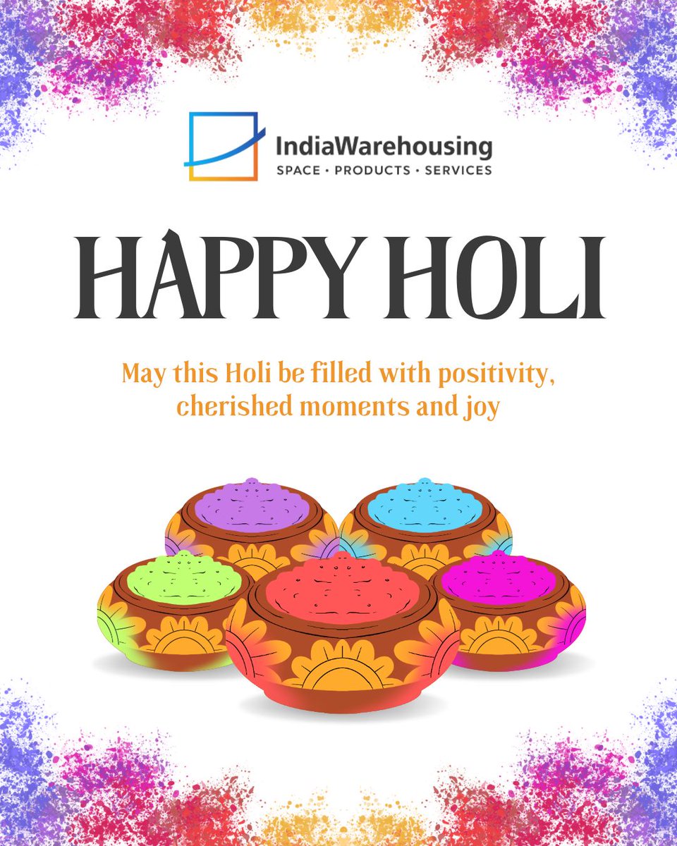 indiawarehouse's tweet photo. Let the colors of Dhuleti fill your life with happiness, positivity, and new beginnings🌈✨
May this festival of colors bring success in every shade and joy in every moment.

#HappyHoli #Holi2026 #Dhuleti #HoliFestival #FestivalOfColors #HoliHai #HoliCelebration #IndiaWarehousing https://t.co/exjE1tW62c