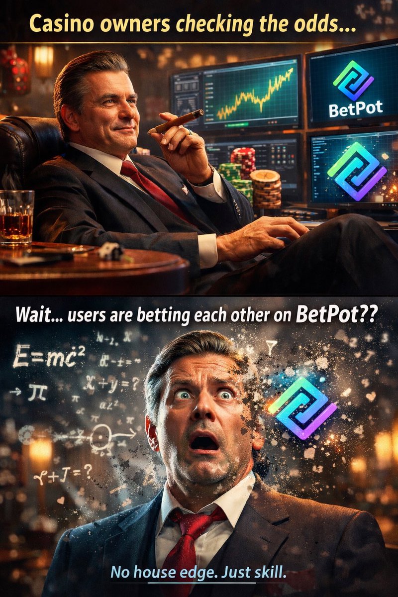 GM ☀️

Most people still think betting platforms win because of the house edge 

But what happens when the house disappears?

Look closely at this 👇

This is why <a href="/BetPotdotfun/">BetPot</a> is different.

On BetPot, you’re not betting against a casino.
You’re betting against other players.