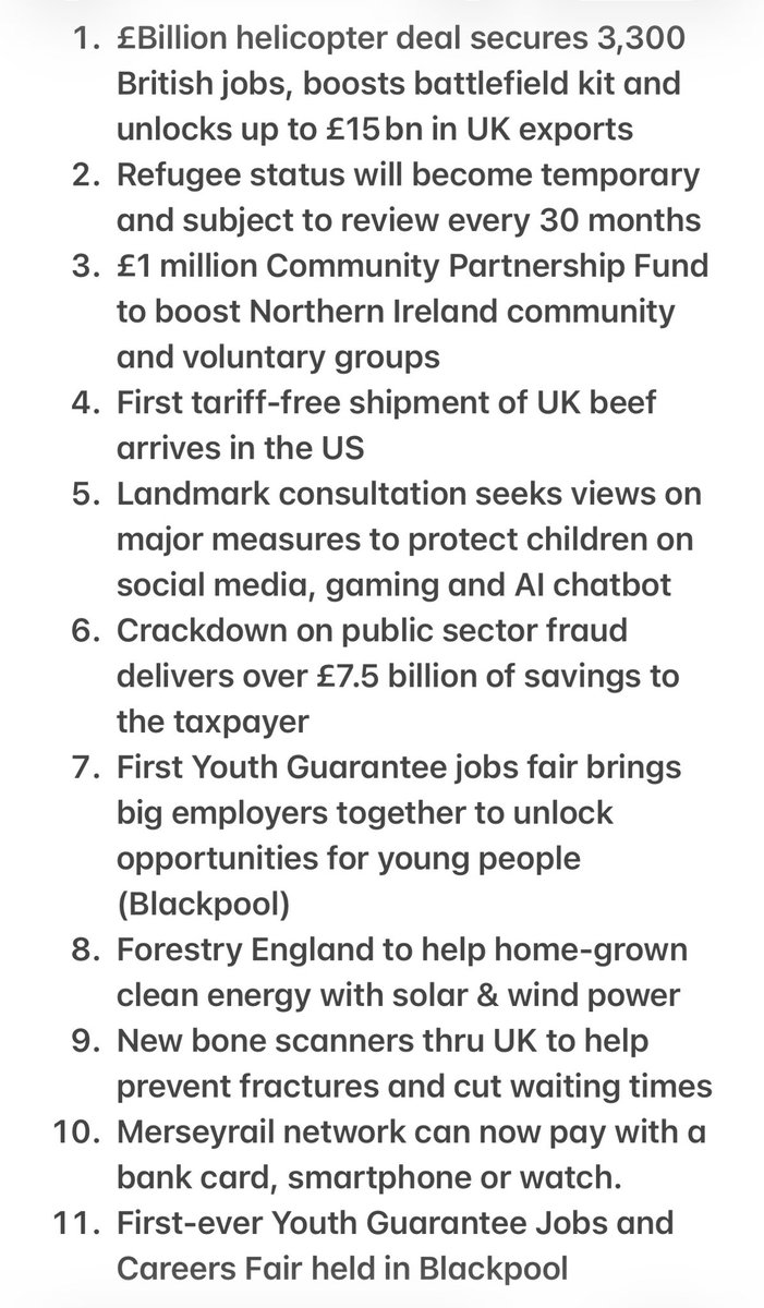 Announcements from our Labour Government - most unreported by BBC, radio and the media. 

The big one is the crack down on public sector fraud saving taxpayers £7.5bn. 

Share far and wide we need to do the job of our media. 
👏👏👏👏