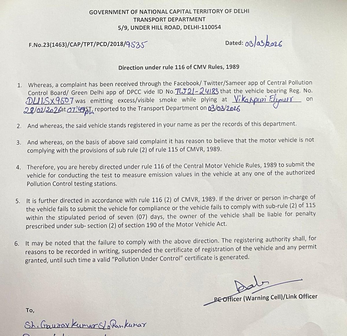 Transport Department PCD tweet media