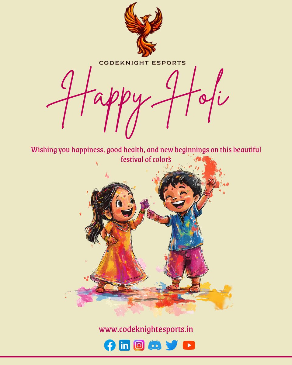 Codeknight_ep's tweet photo. Happy Holi from Codeknight Esports! 🎨

May your year be filled with innovation, growth, and winning moments.

Let’s build the future of gaming together.

#HappyHoli #GameDevelopment #Esports #GamingIndustry #CodeknightEsports https://t.co/wdtPAZ5W9t