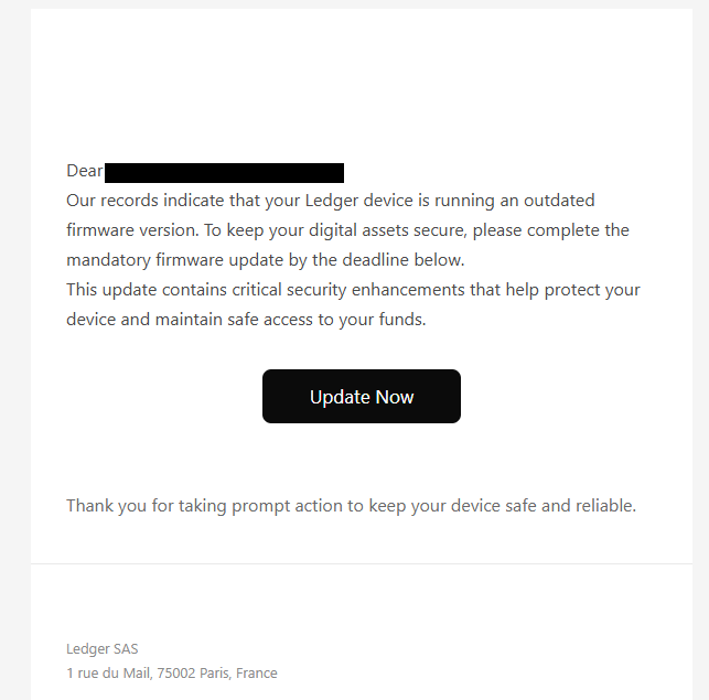 Malwarehunterr's tweet image. 🚨 Phishing Alert: Ledger Firmware Scam 🚨

New campaign targeting Ledger users via firebaseapp/.com

klockowskyrec/.pl

If headers don't match a "clean" human target, it returns {"allowed": false} and 302 redirects to Wikipedia to burn the link for scanners

#InfoSec #Ledger