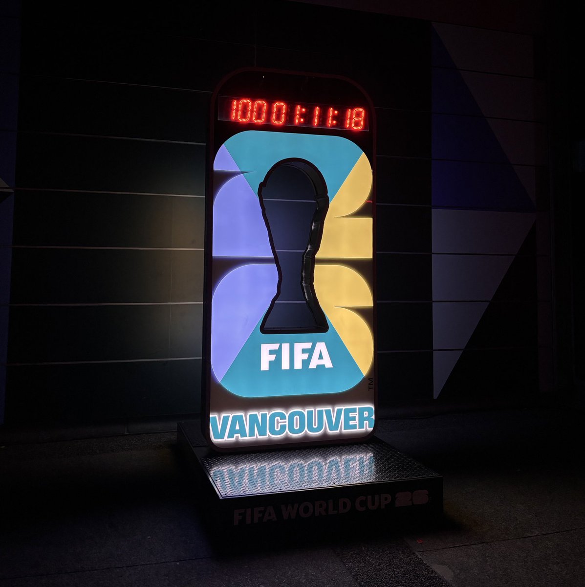 100 DAYS TO GO! Outside BC Place in Vancouver this evening as the
