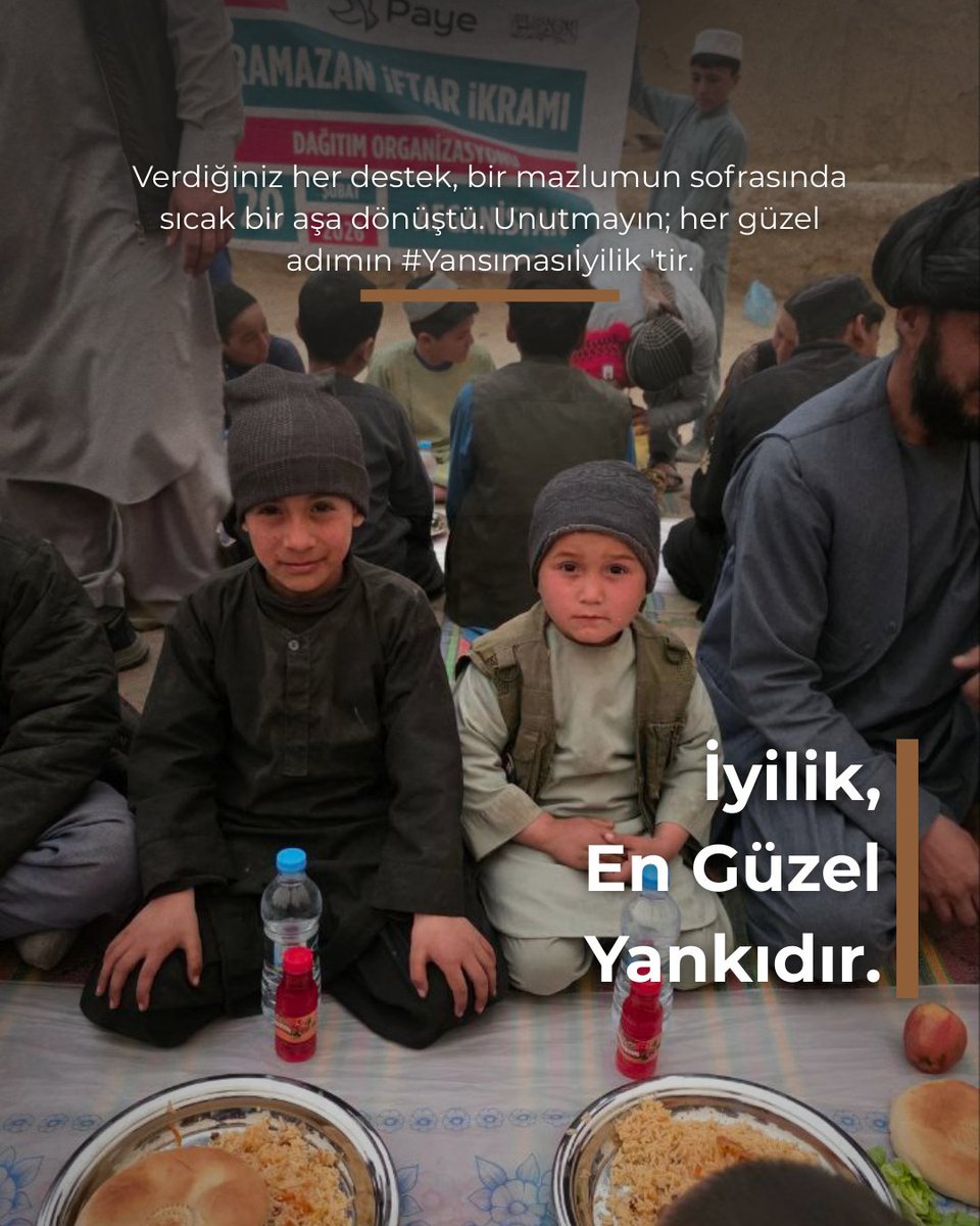 payeiyd's tweet photo. Sizlerin desteğiyle kurduğumuz bu dev kardeşlik sofraları, sadece bir iftar ikramı değil; mesafeleri yok eden samimi bir gönül köprüsüdür. Kalpten kopan her iyilik, bir gün mutlaka sahibine geri döner.

Paye İnsani Yardım Derneği
[ gaye paylaşmaktır ] https://t.co/zJWvBRxIbn